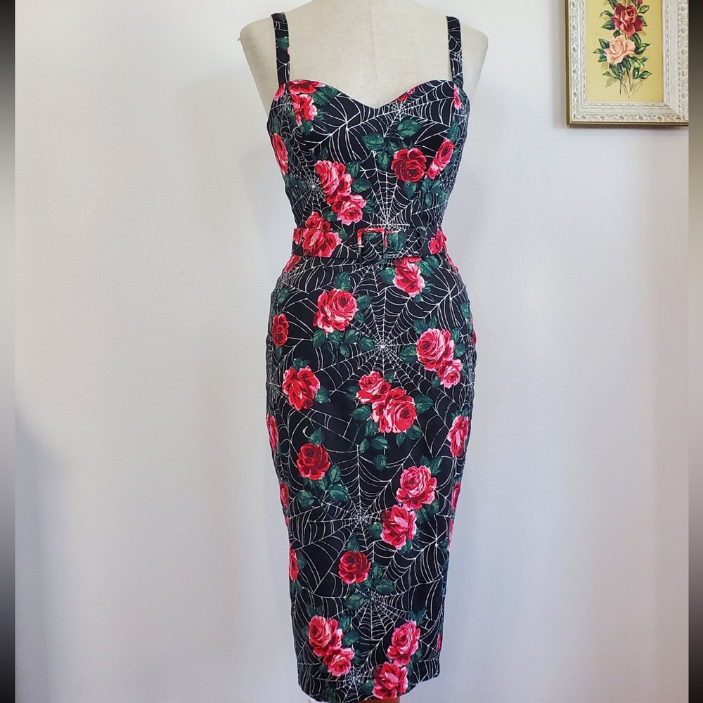 Small Micheline Pitt Vixen pink rosé spiderweb dress discontinued